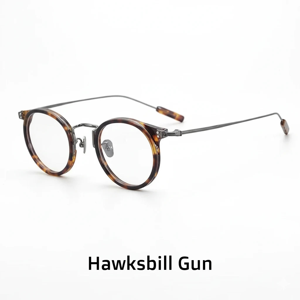 Pure Titanium Round Eyeglass Frame - Anti Blue Light Optical Prescription Glasses