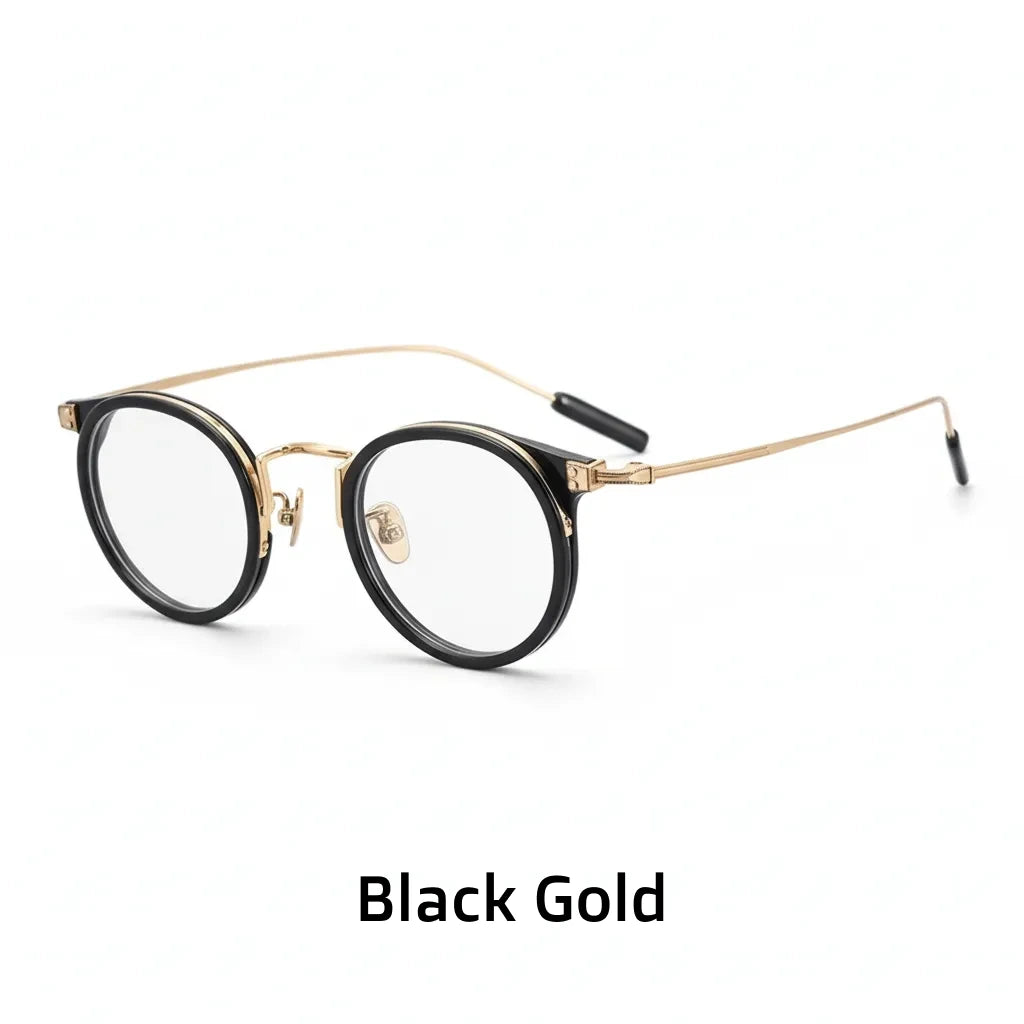 Pure Titanium Round Eyeglass Frame - Anti Blue Light Optical Prescription Glasses