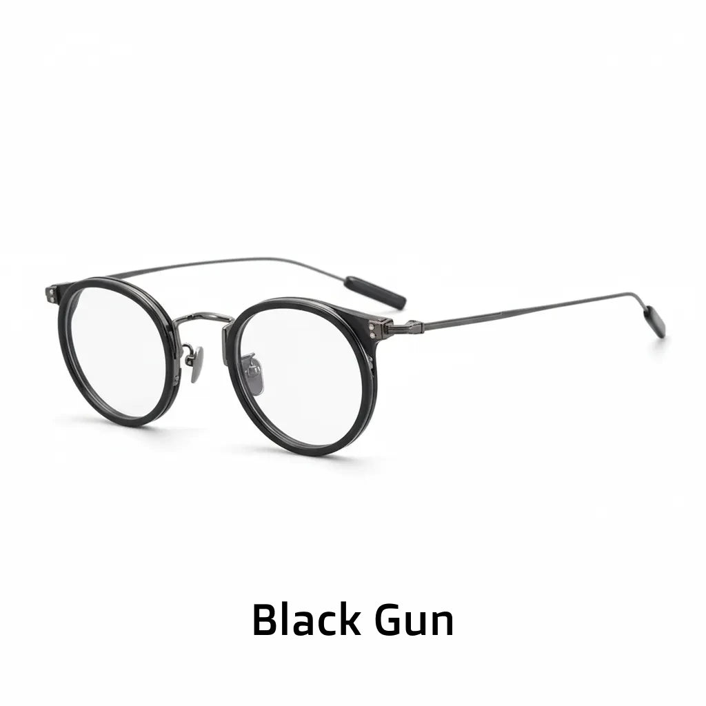 Pure Titanium Round Eyeglass Frame - Anti Blue Light Optical Prescription Glasses