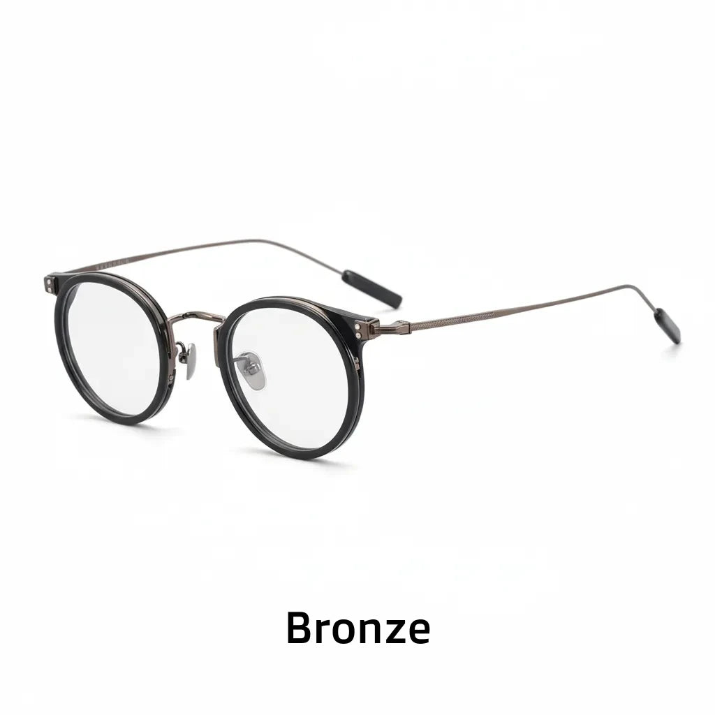 Pure Titanium Round Eyeglass Frame - Anti Blue Light Optical Prescription Glasses