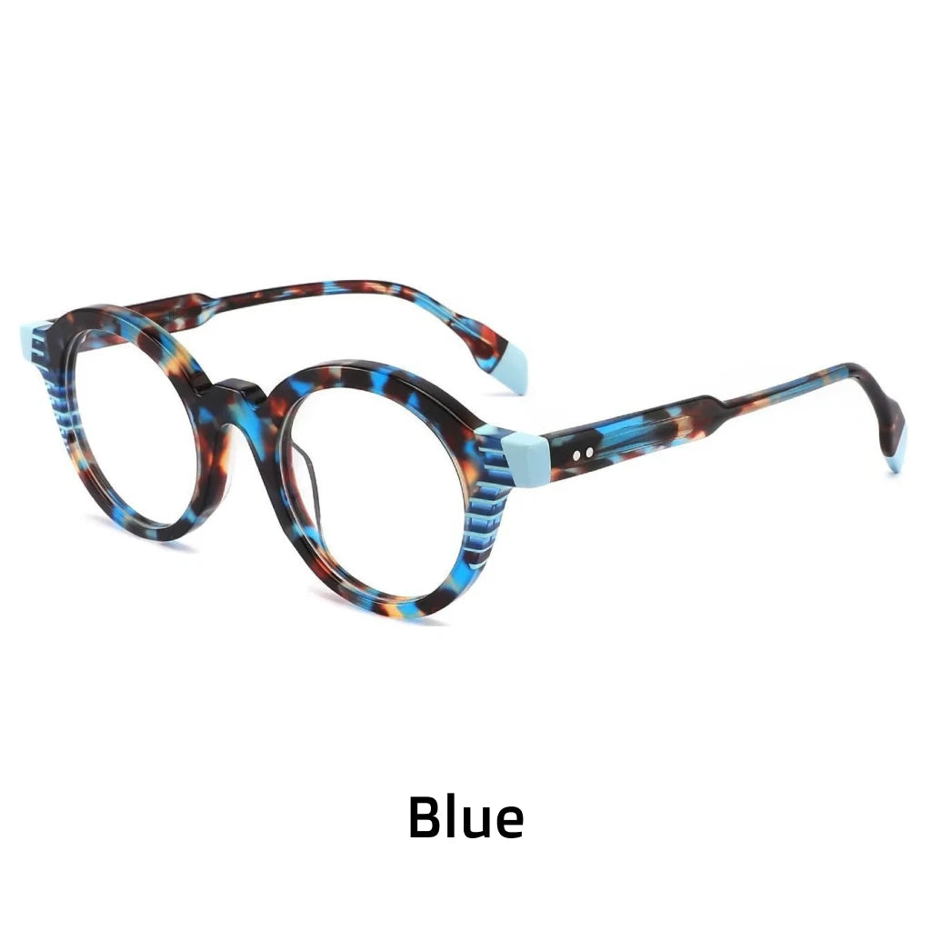 Acetate Round Eyeglass Frames - Unisex Retro Optical Prescription Glasses