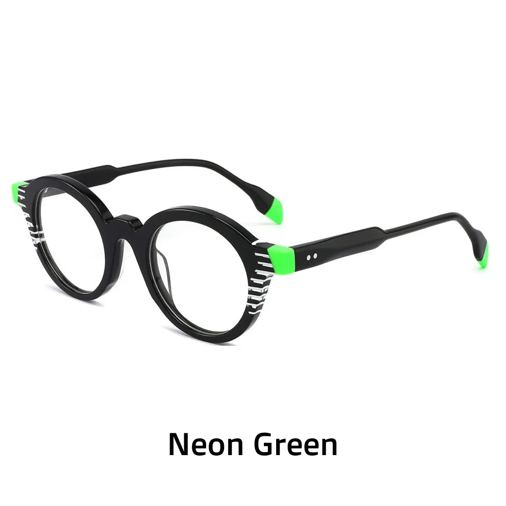 Acetate Round Eyeglass Frames - Unisex Retro Optical Prescription Glasses