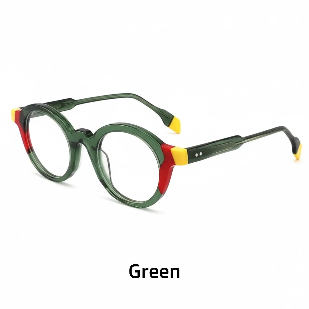 Acetate Round Eyeglass Frames - Unisex Retro Optical Prescription Glasses