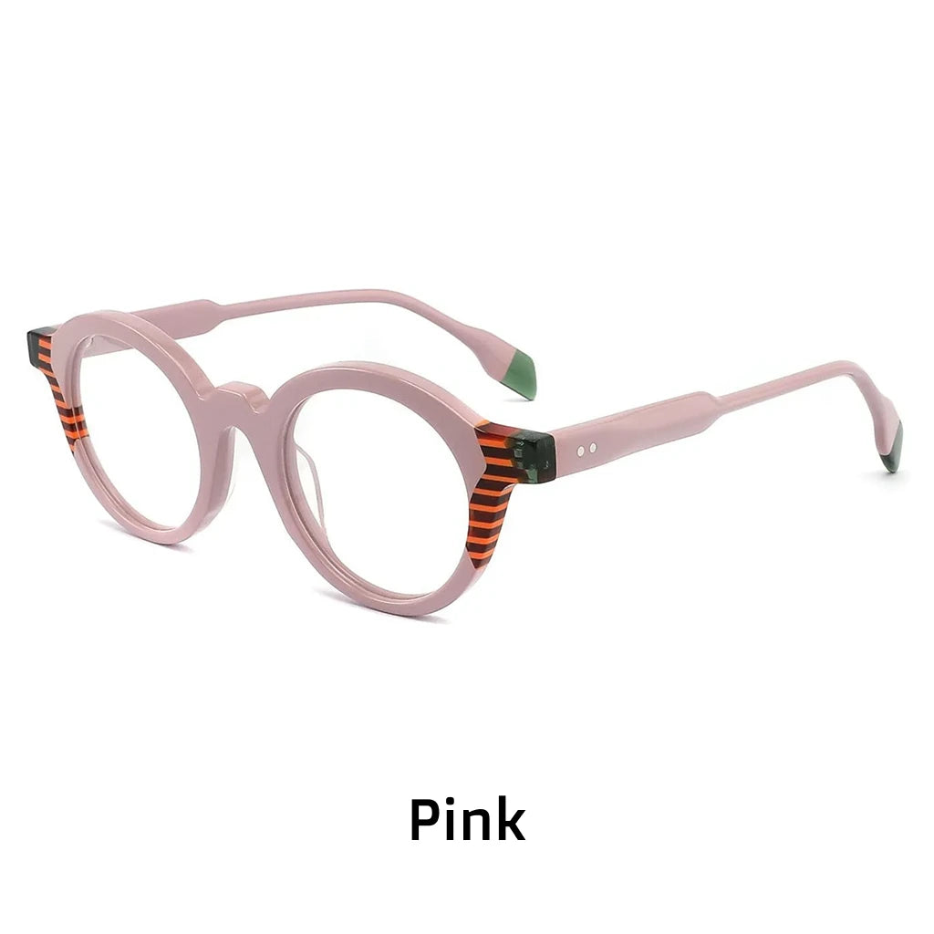 Acetate Round Eyeglass Frames - Unisex Retro Optical Prescription Glasses