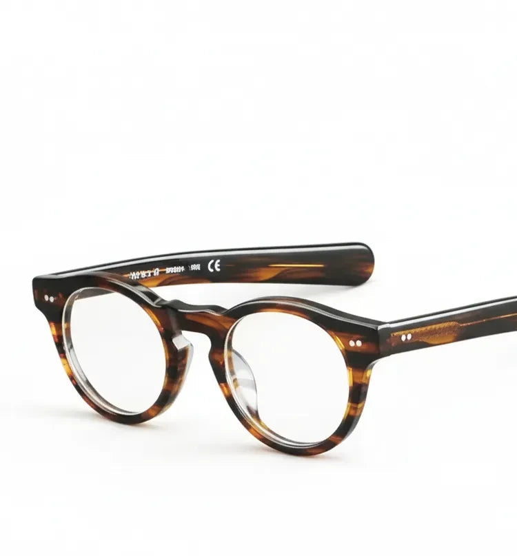 Retro Round Acetate Eyeglass Frames - Unisex Optical Prescription Glasses