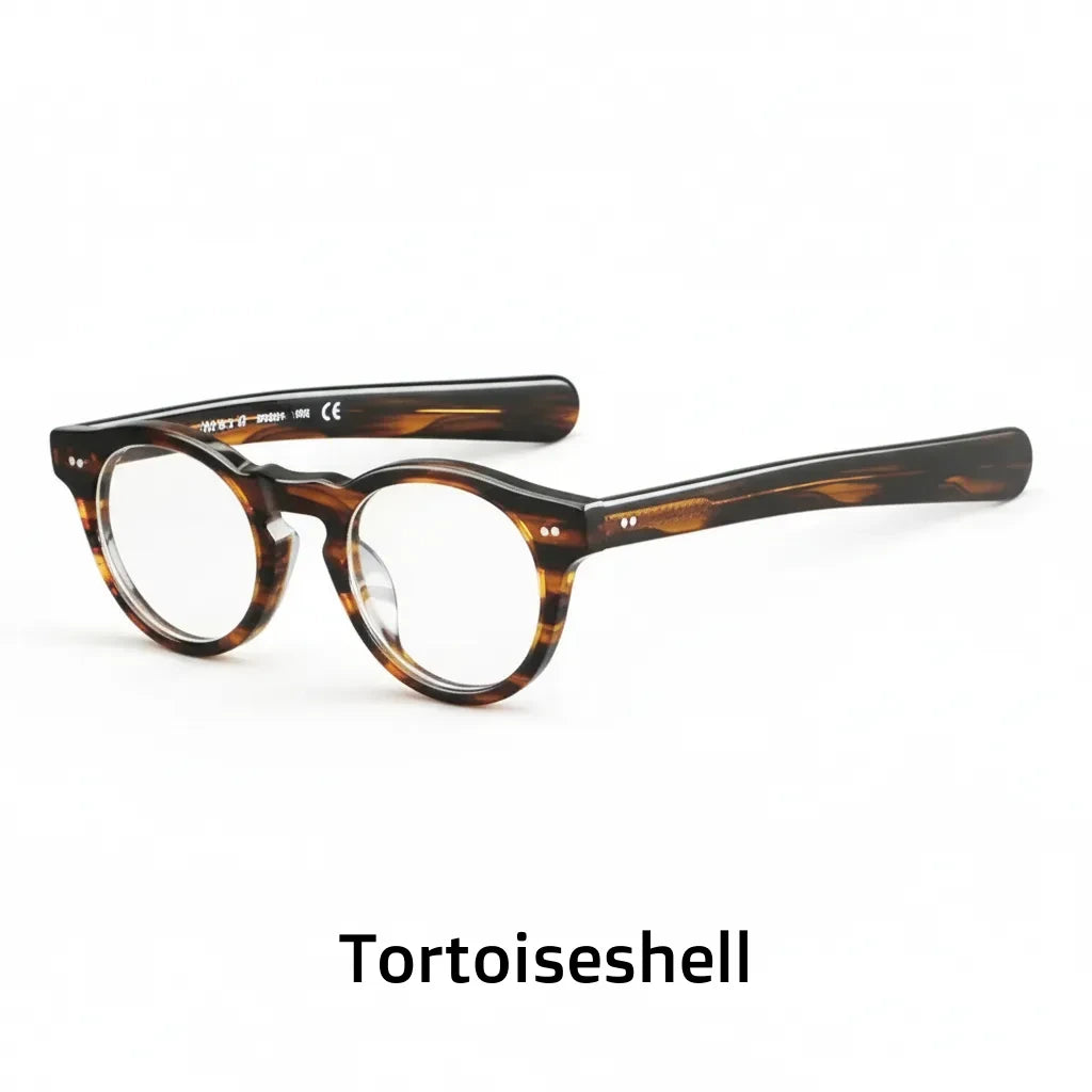 Retro Round Acetate Eyeglass Frames - Unisex Optical Prescription Glasses