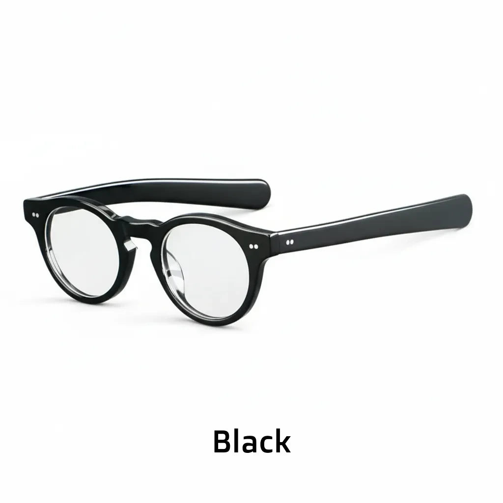Retro Round Acetate Eyeglass Frames - Unisex Optical Prescription Glasses