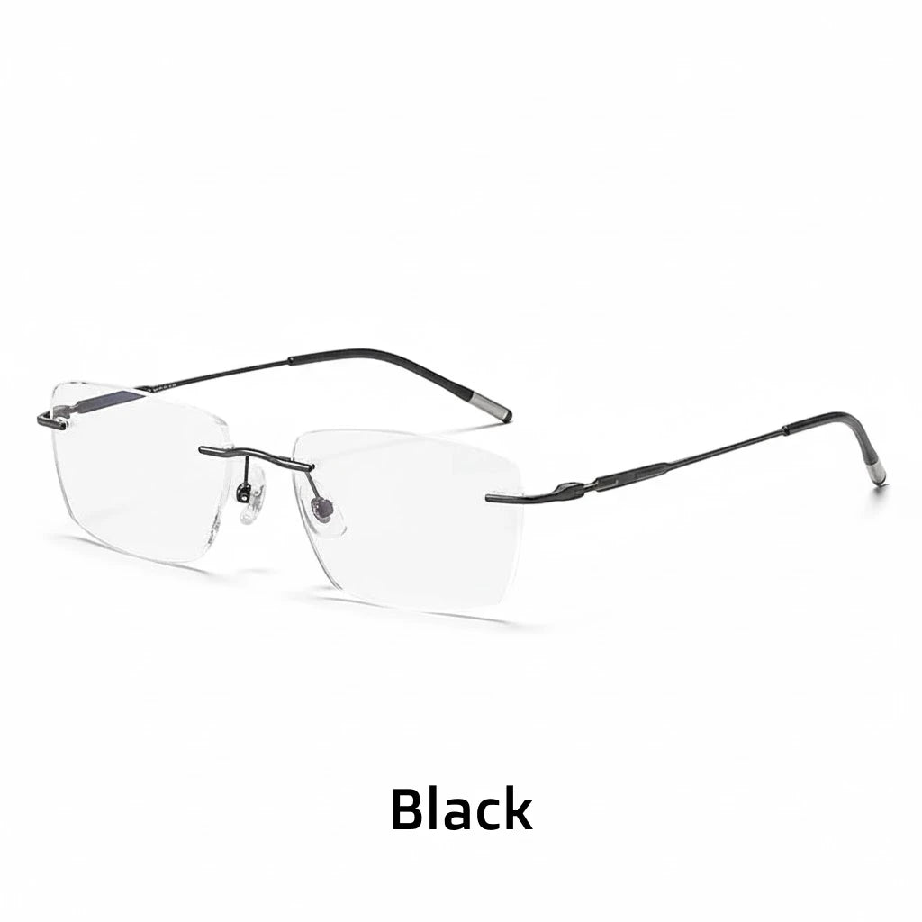 Pure Titanium Frameless Glasses - Retro Square Optical Frame Model 6003