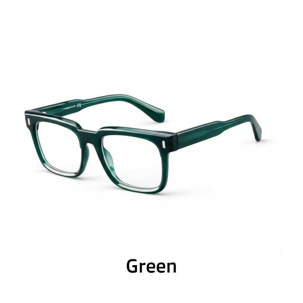 Retro Square Acetate Glasses Frame - Anti-Blue Light Optical Prescription Eyewear
