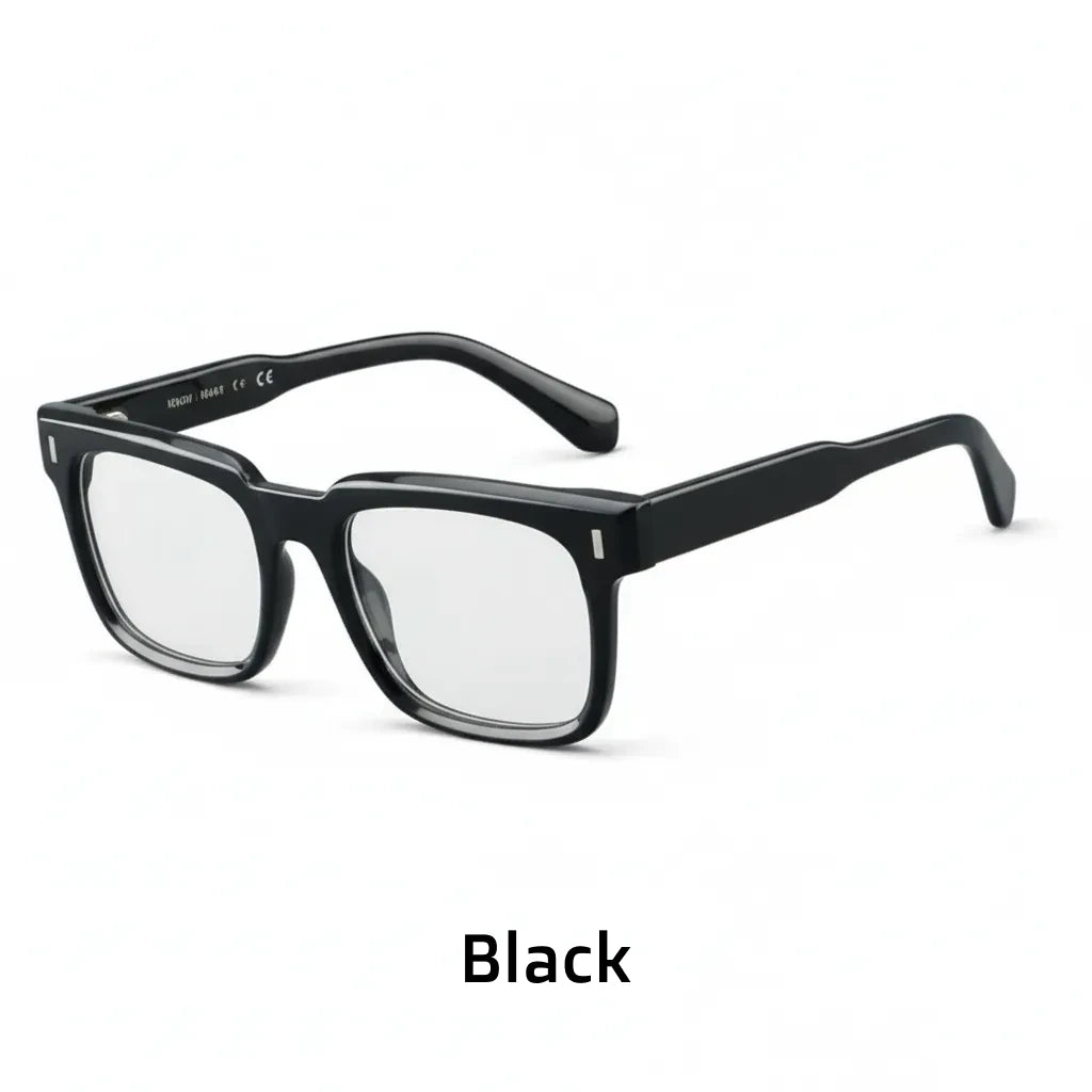 Retro Square Acetate Glasses Frame - Anti-Blue Light Optical Prescription Eyewear