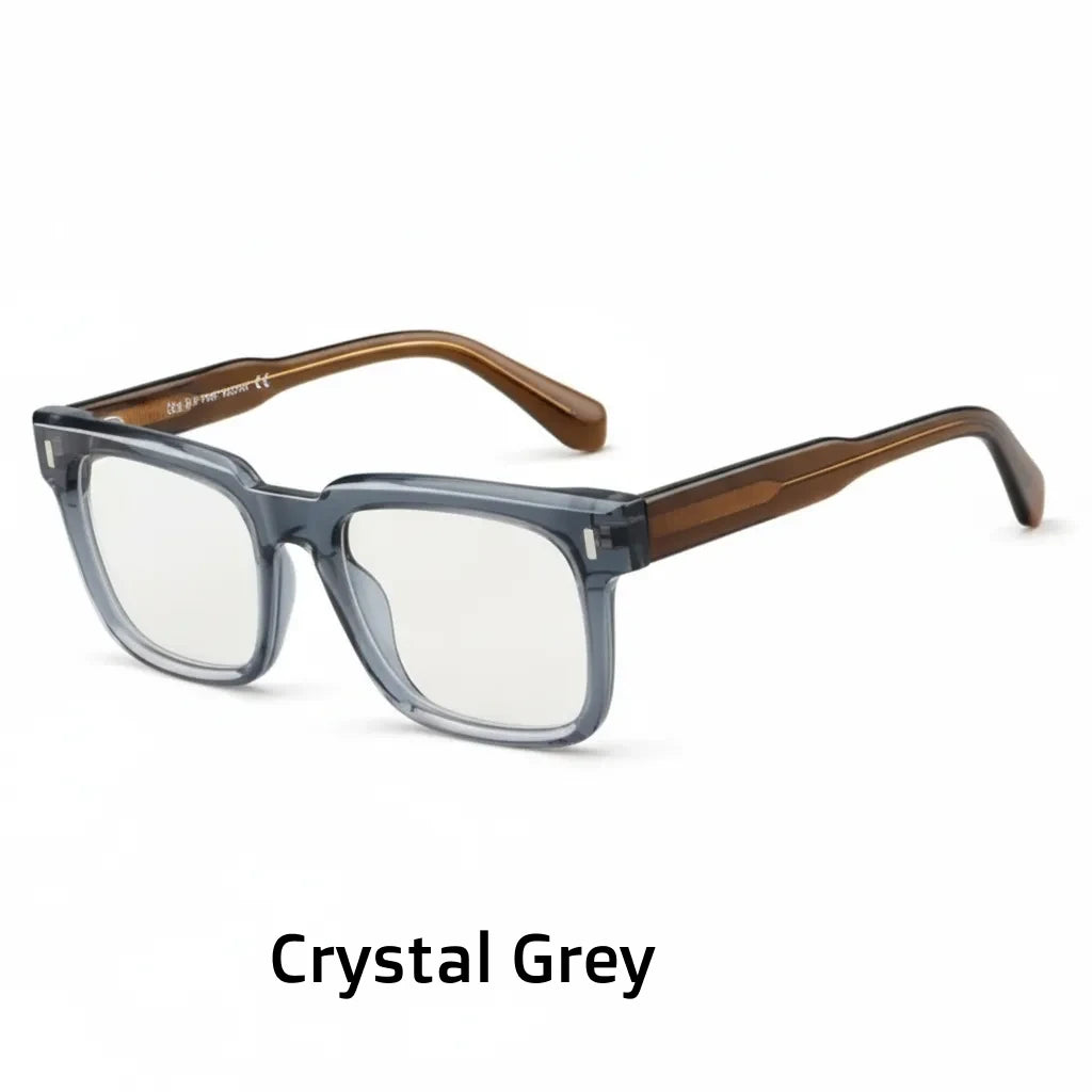 Retro Square Acetate Glasses Frame - Anti-Blue Light Optical Prescription Eyewear