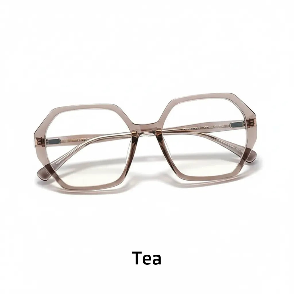 Ultra-Light Titanium Polygonal Eyeglass Frame for Women - Model 57025