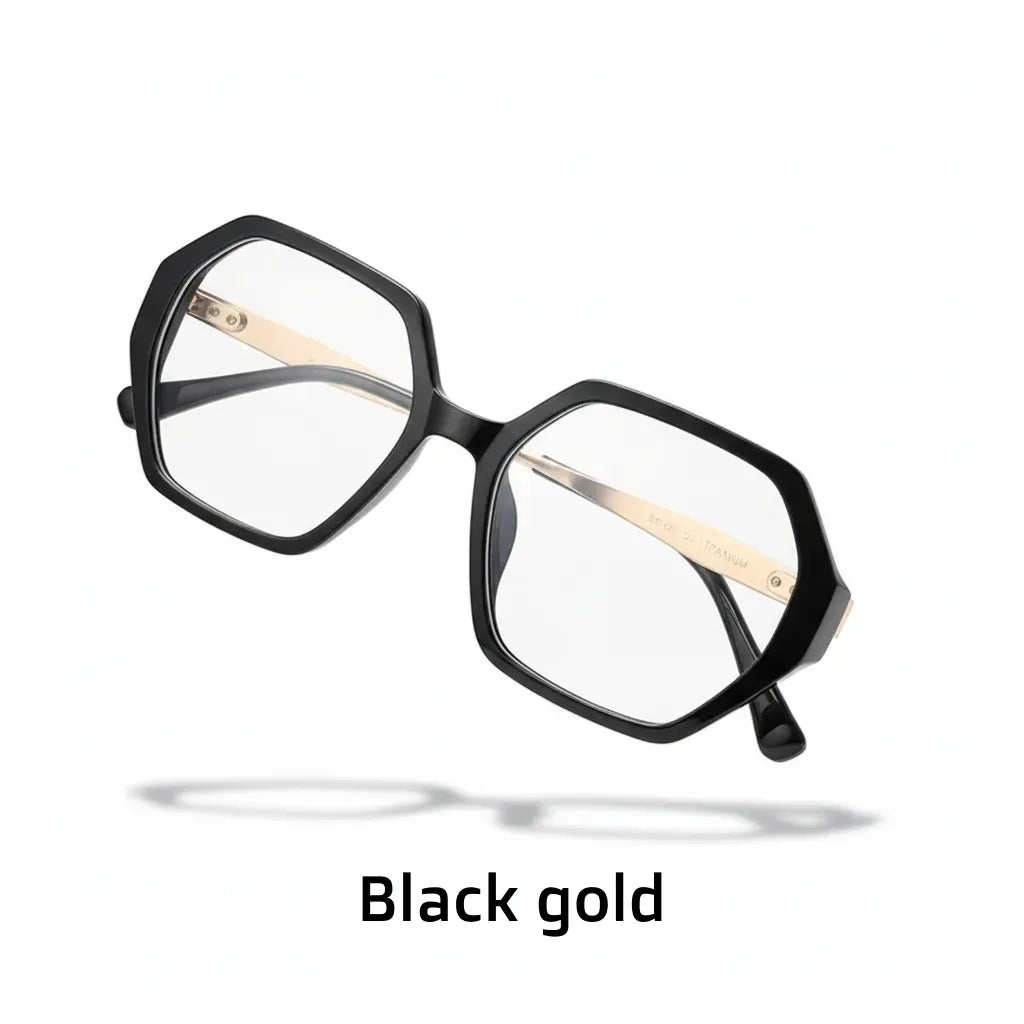 Ultra-Light Titanium Polygonal Eyeglass Frame for Women - Model 57025
