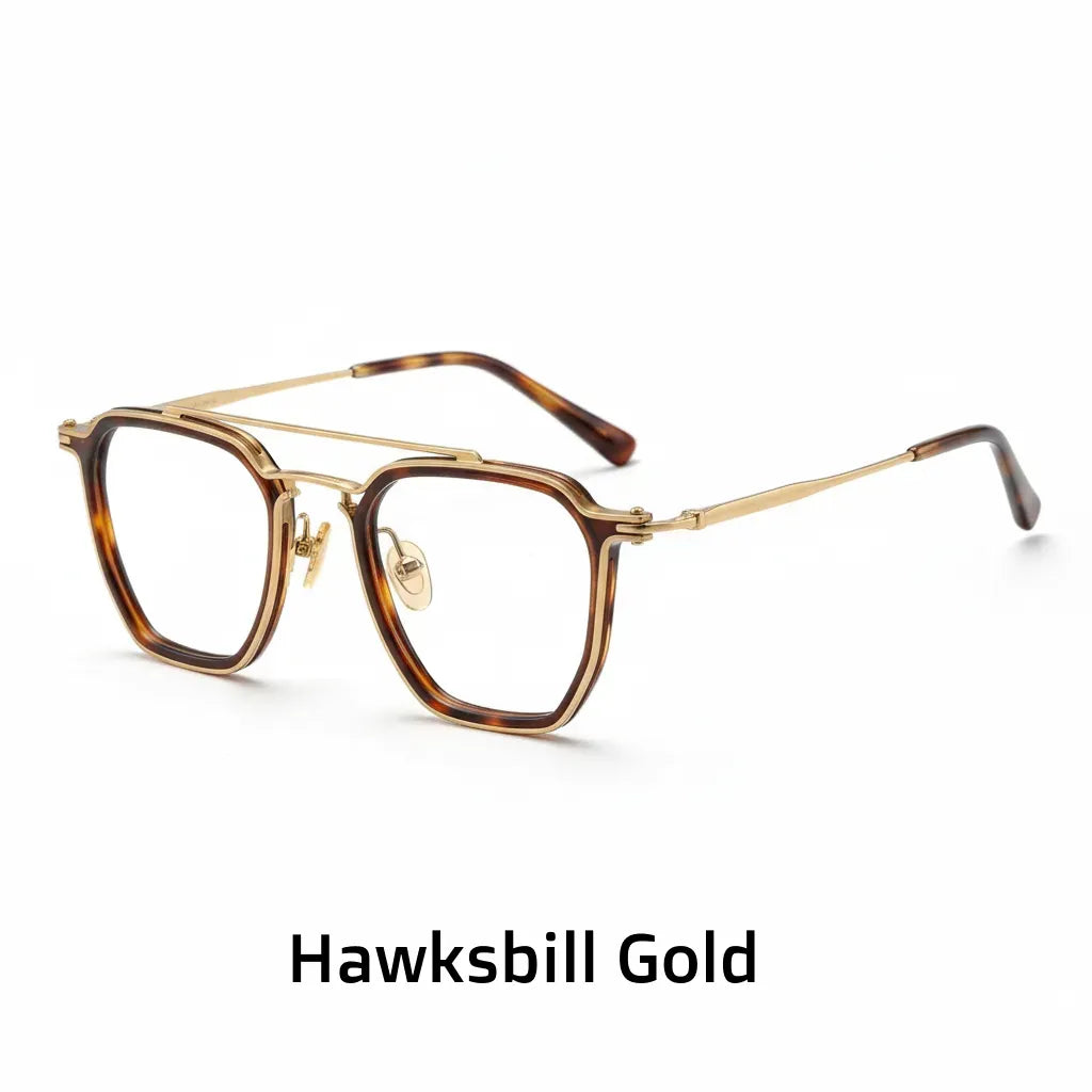 160mm Large Frame Retro Polygonal Titanium Eyeglasses