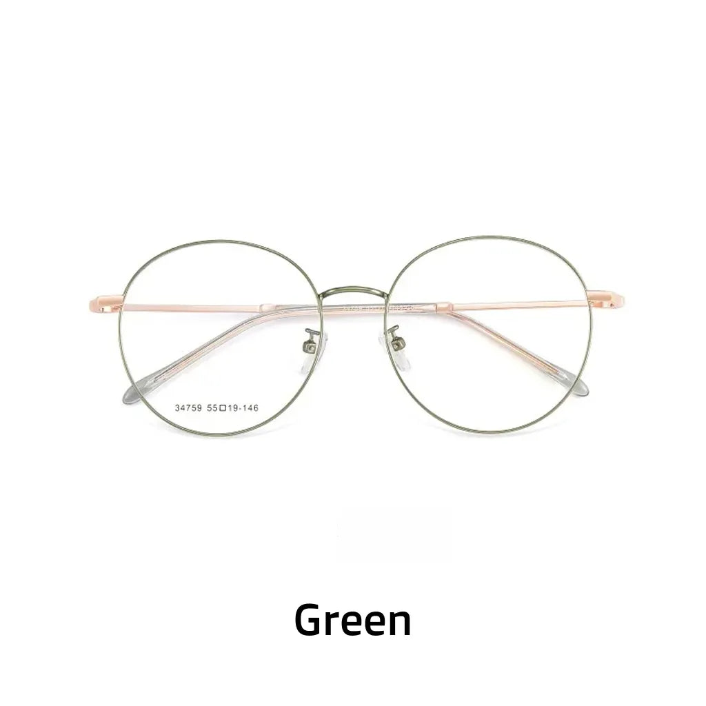 Ultra Light Retro Round Alloy Eyeglass Frames - Unisex Optical Prescription Glasses