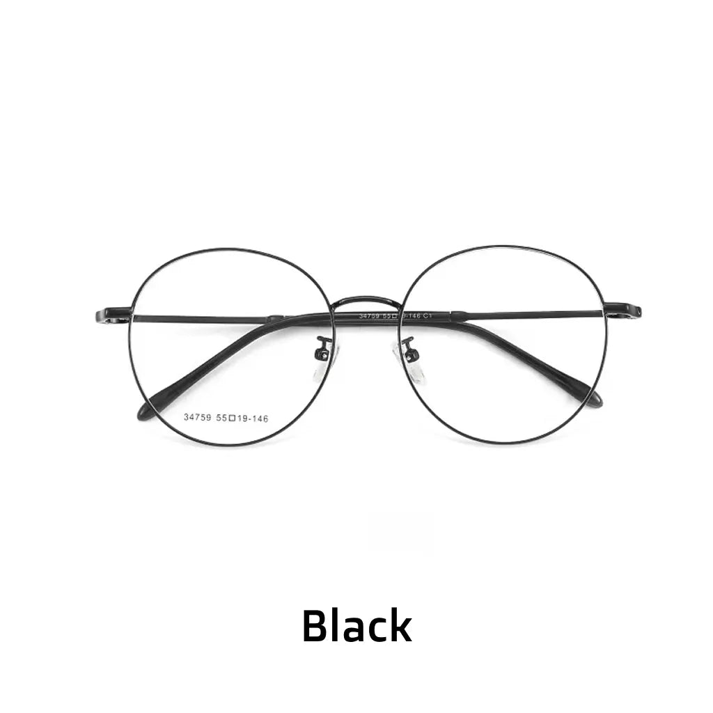 Ultra Light Retro Round Alloy Eyeglass Frames - Unisex Optical Prescription Glasses