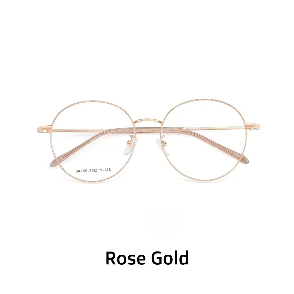 Ultra Light Retro Round Alloy Eyeglass Frames - Unisex Optical Prescription Glasses