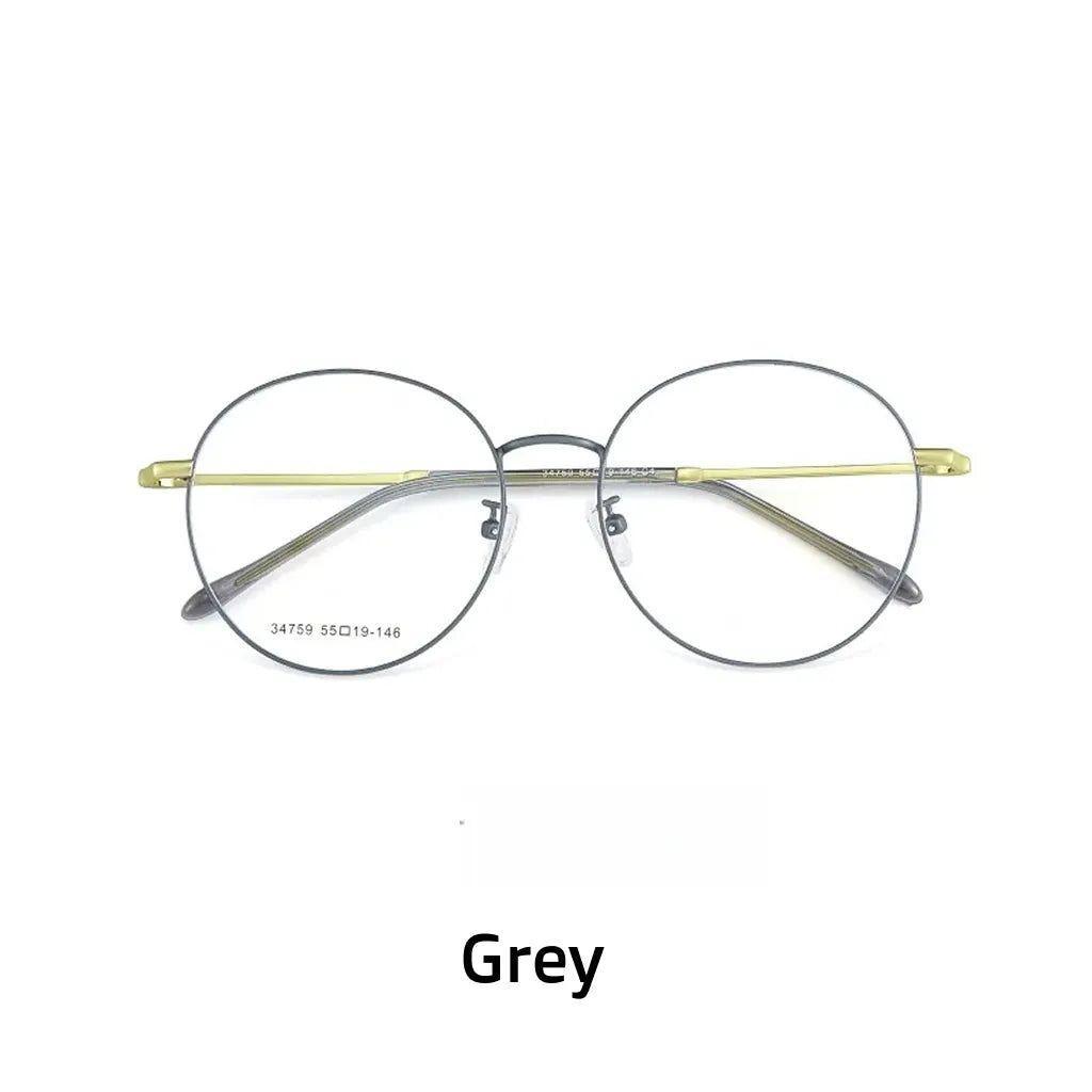 Ultra Light Retro Round Alloy Eyeglass Frames - Unisex Optical Prescription Glasses