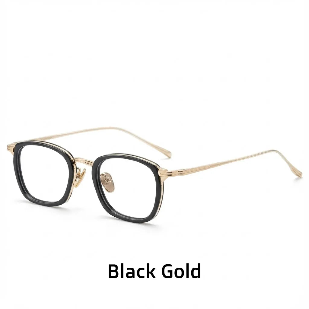 Retro Polygonal Titanium Eyeglass Frame - Anti Blue Light Optical