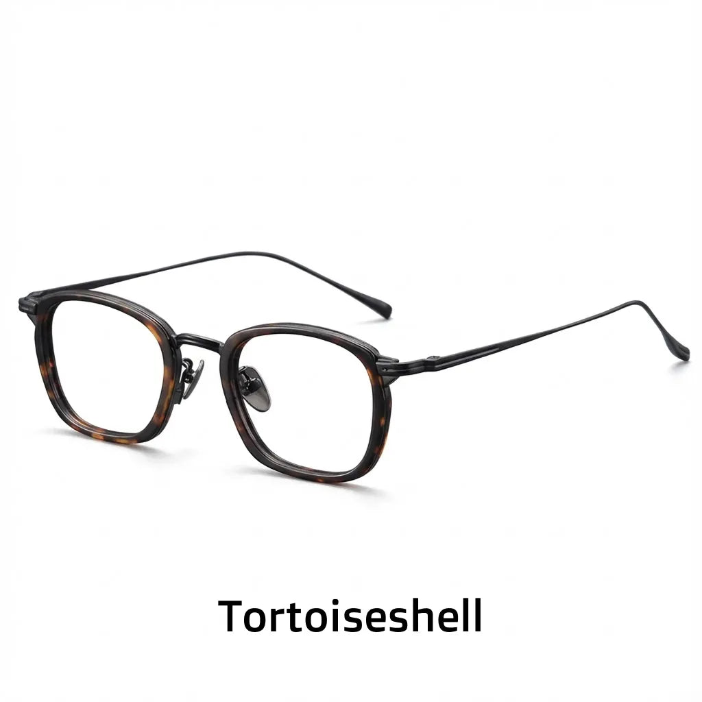 Retro Polygonal Titanium Eyeglass Frame - Anti Blue Light Optical