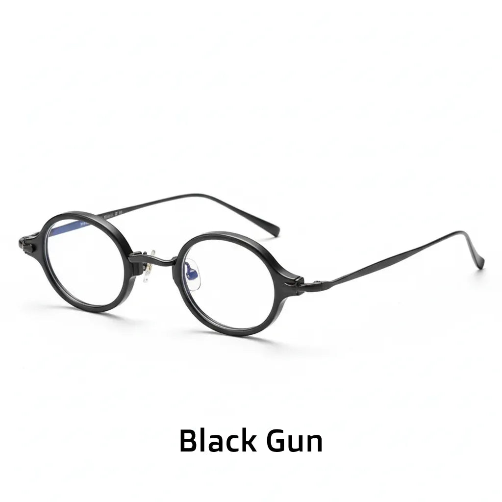 Retro Oval Titanium Eyeglass Frame - Lightweight Prescription Optical Glasses