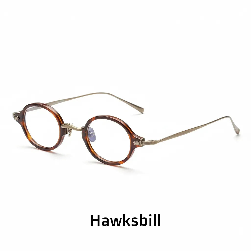 Retro Oval Titanium Eyeglass Frame - Lightweight Prescription Optical Glasses