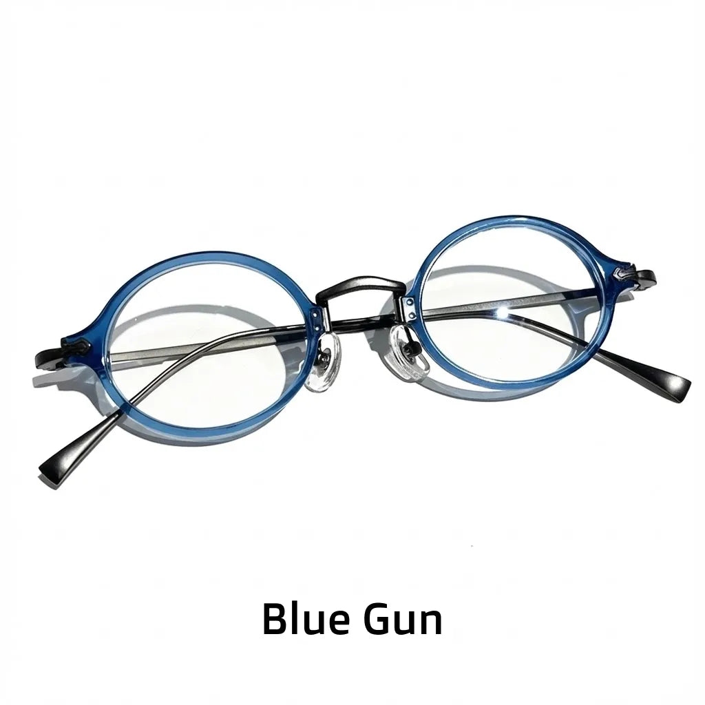 Retro Oval Titanium Eyeglass Frame - Lightweight Prescription Optical Glasses