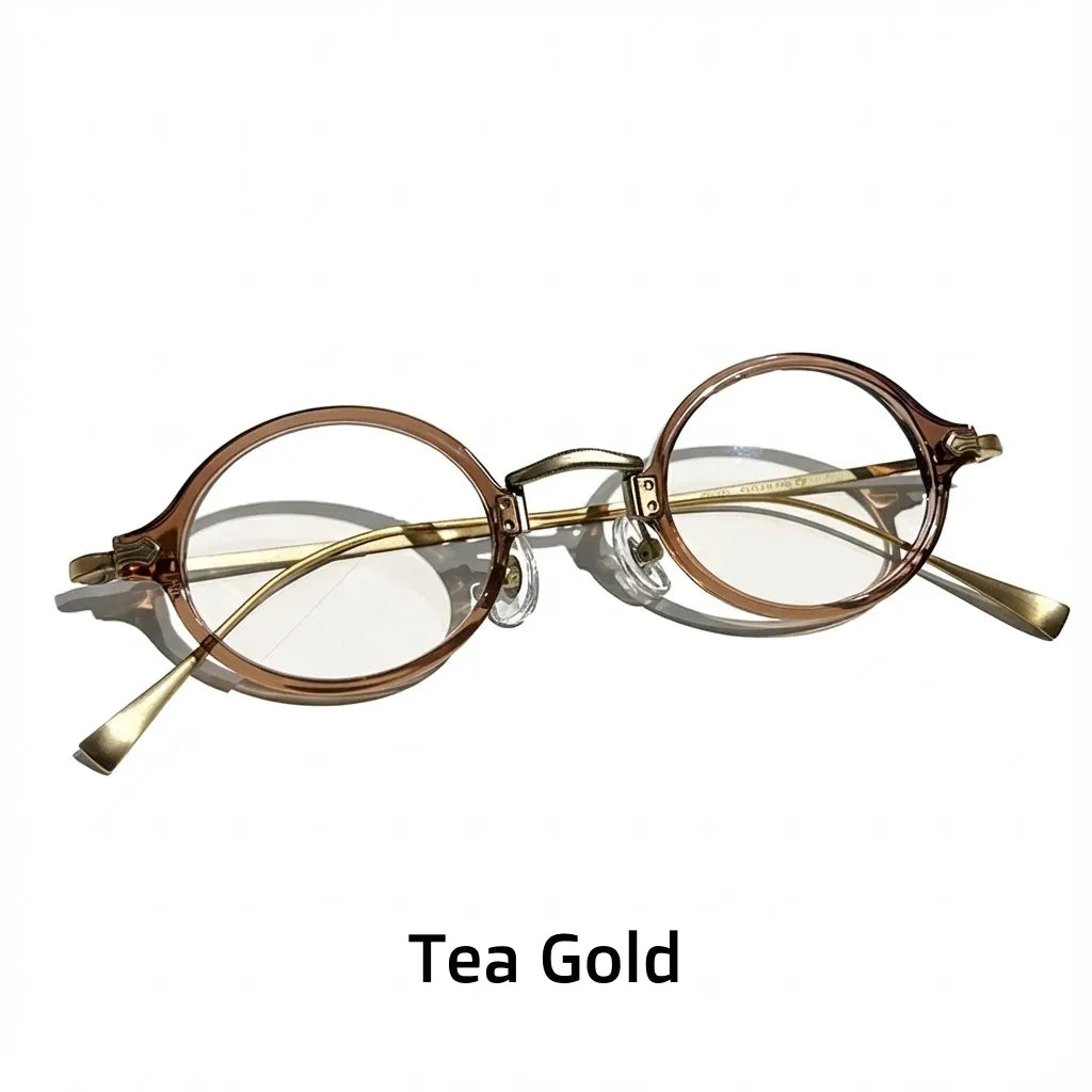 Retro Oval Titanium Eyeglass Frame - Lightweight Prescription Optical Glasses