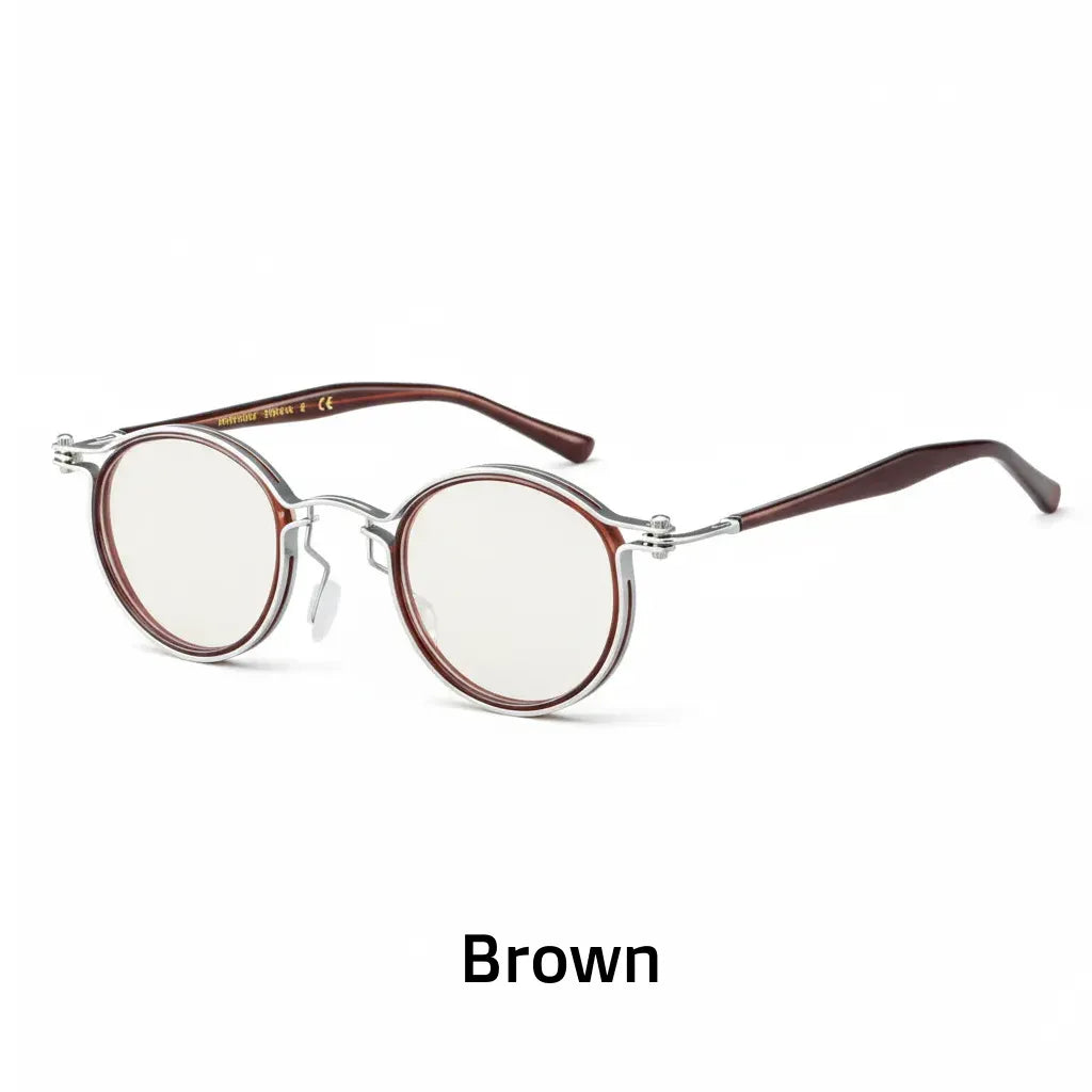 Retro Round Metal Eyeglass Frame - Ultra Light TR Optical