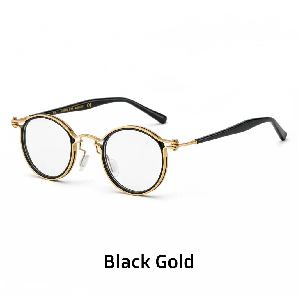 Retro Round Metal Eyeglass Frame - Ultra Light TR Optical