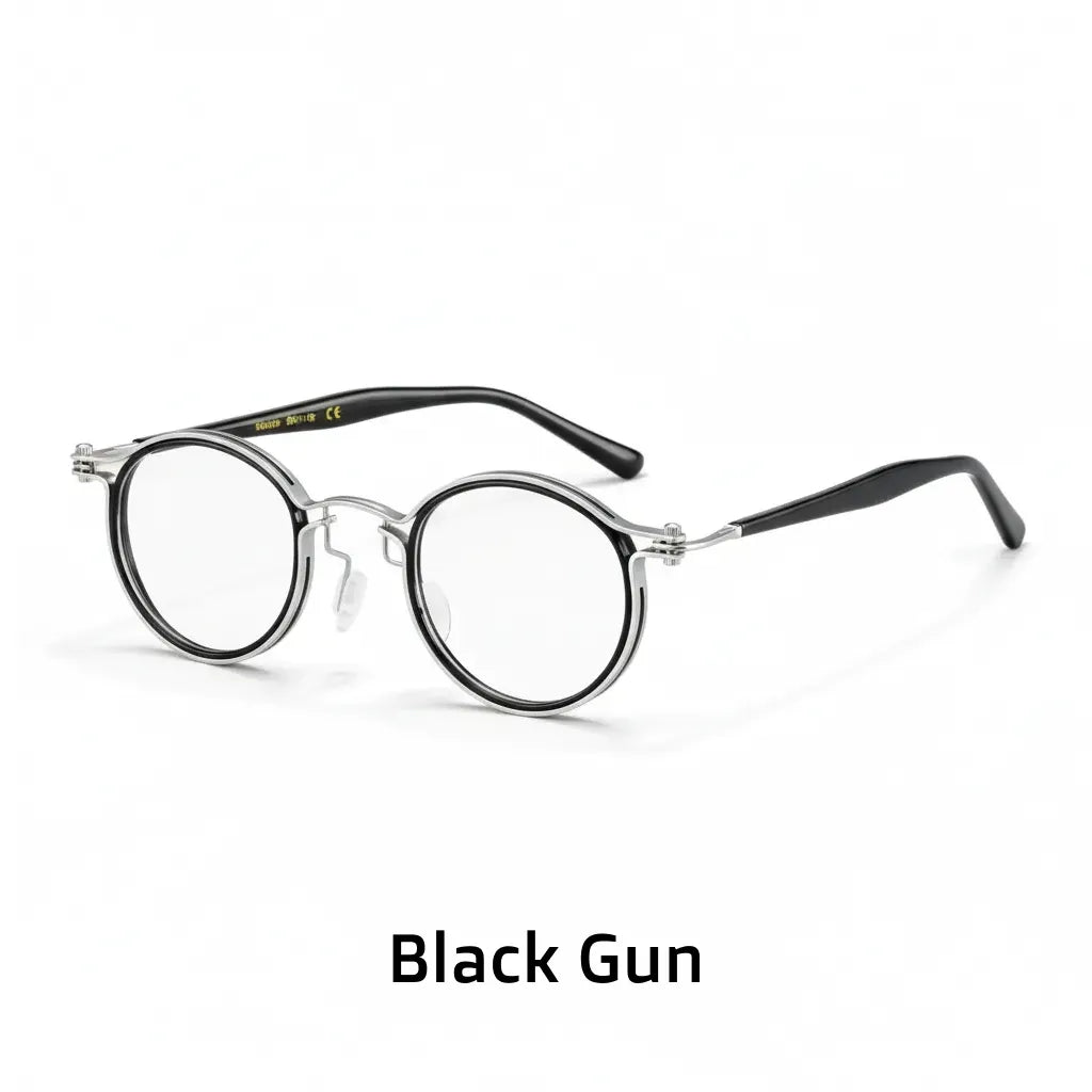 Retro Round Metal Eyeglass Frame - Ultra Light TR Optical