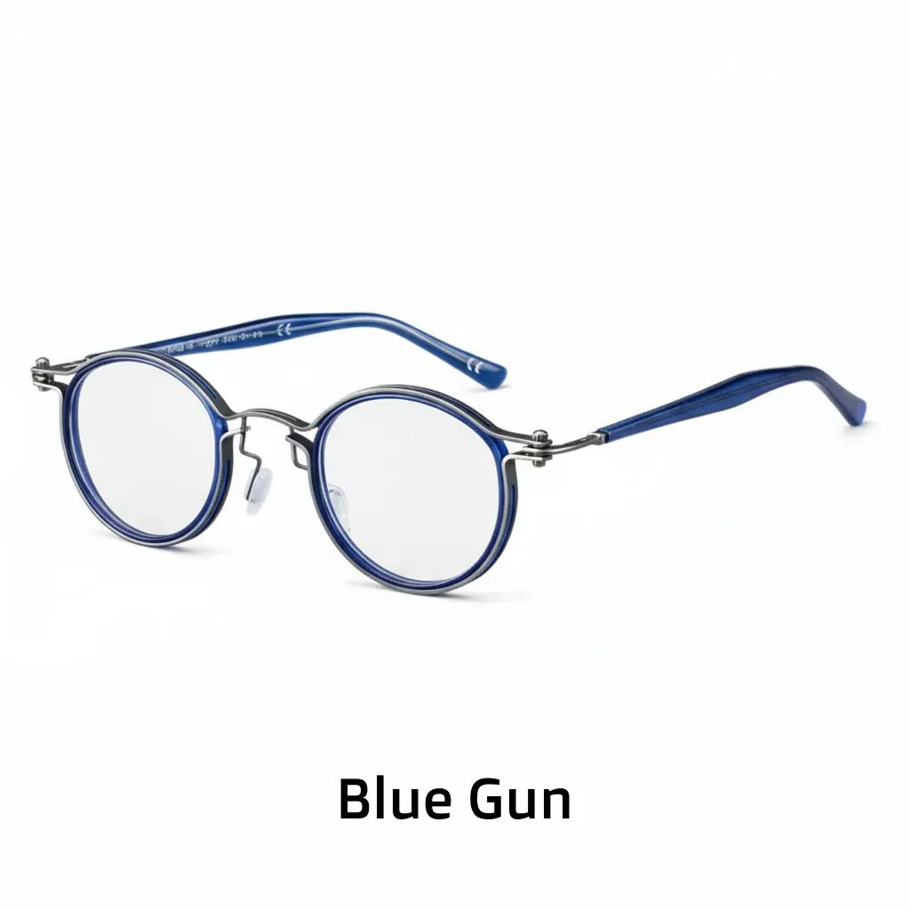 Retro Round Metal Eyeglass Frame - Ultra Light TR Optical