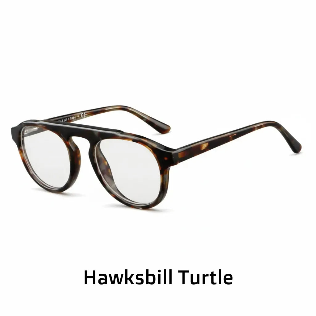 Retro Round Optical Eyeglass Frame - Double Beam Design