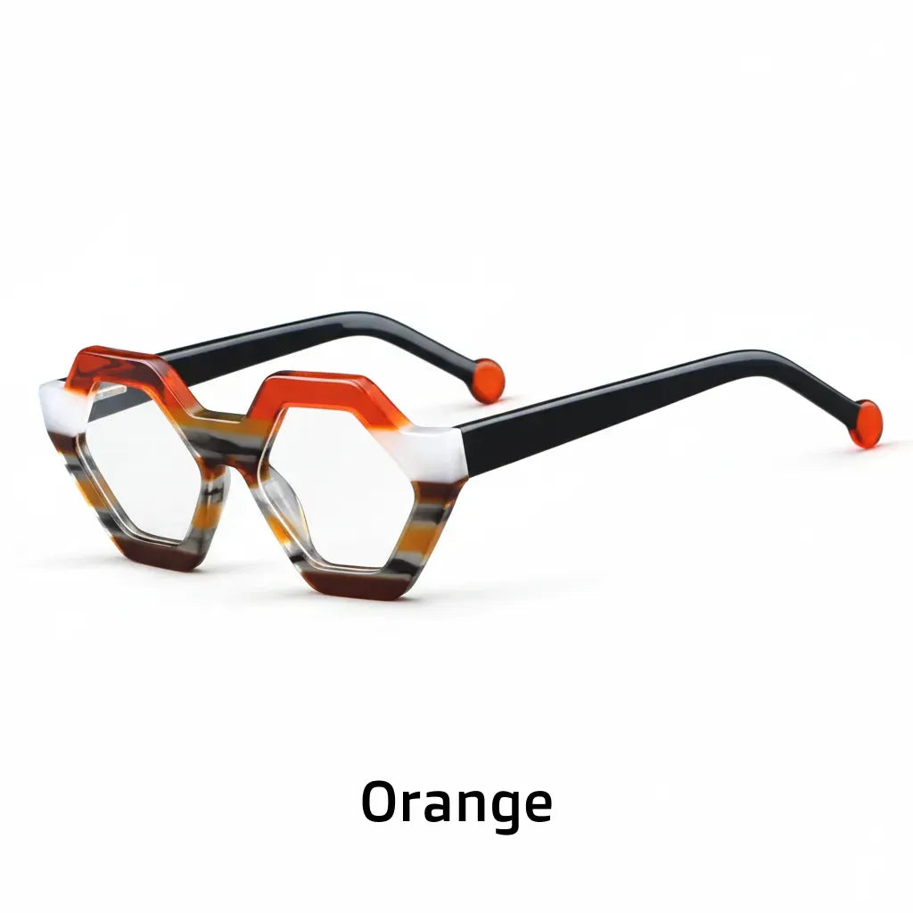 Retro Polygonal Acetate Eyeglass Frame - Unisex Optical Prescription Glasses