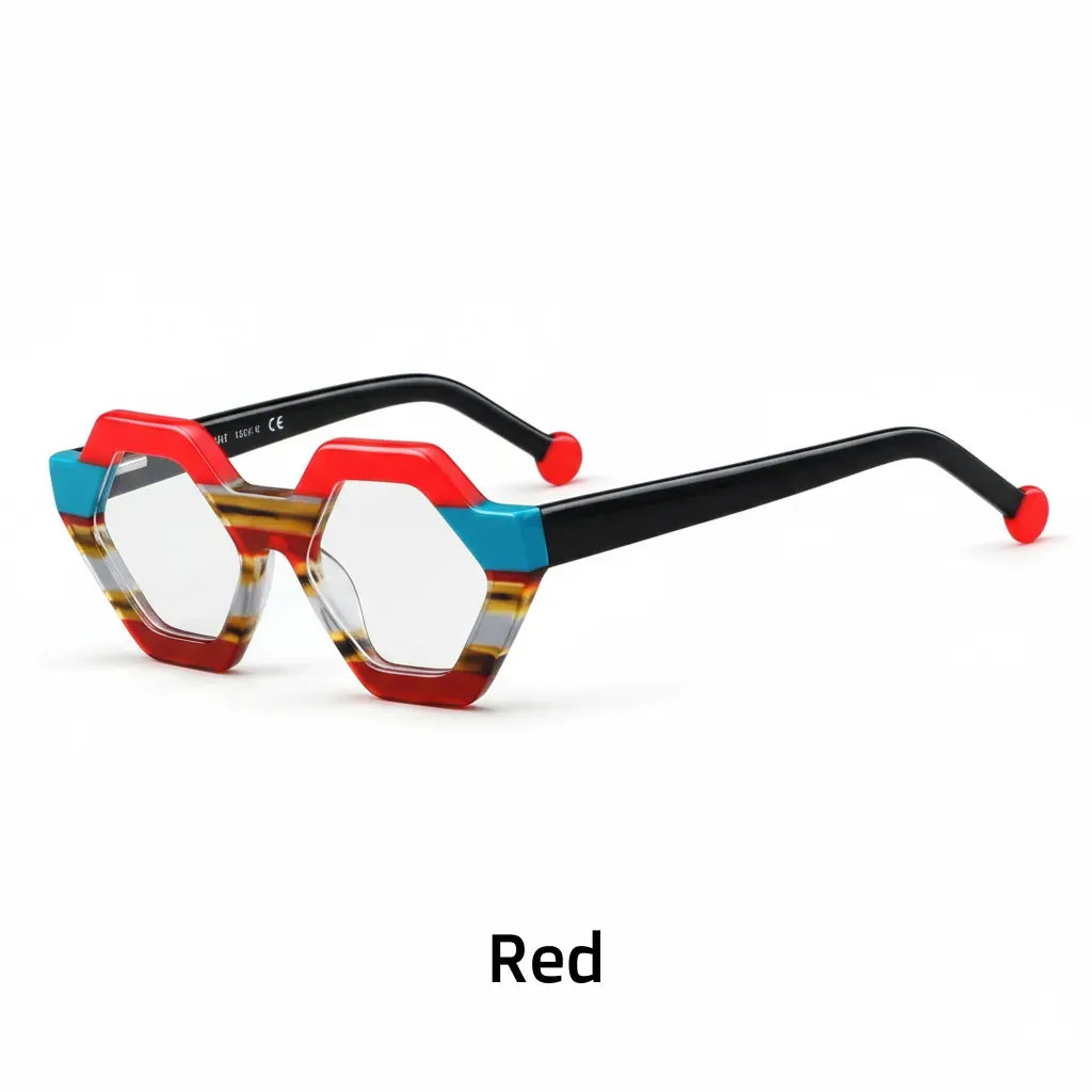 Retro Polygonal Acetate Eyeglass Frame - Unisex Optical Prescription Glasses