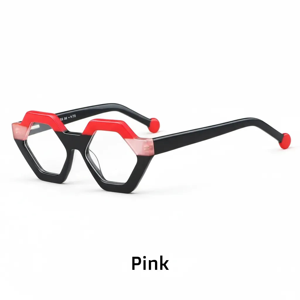 Retro Polygonal Acetate Eyeglass Frame - Unisex Optical Prescription Glasses