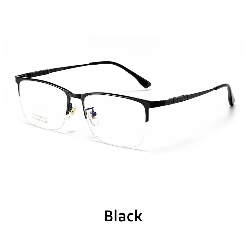 Pure Titanium Half Frame Square Eyeglasses - Business Optical Prescription Frame