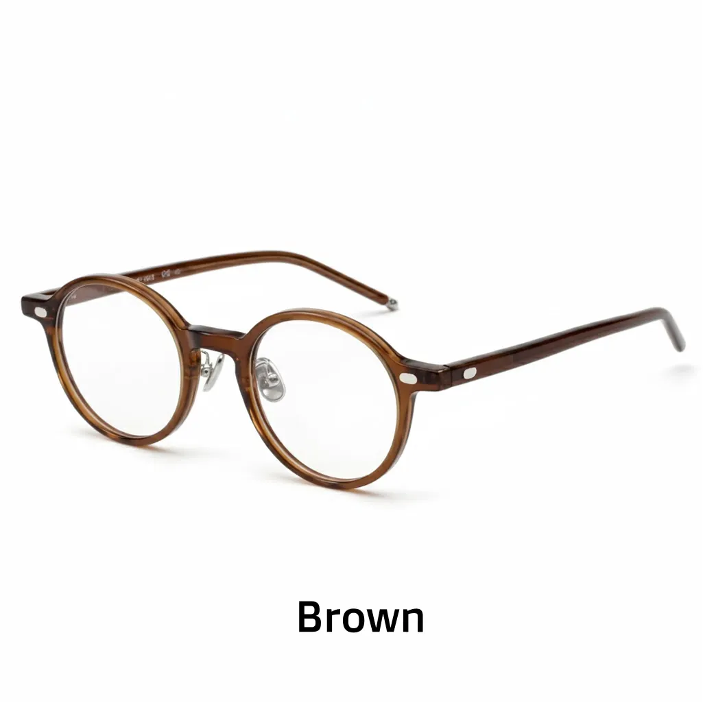 Anti-Blue Light Round Eyeglasses Frame - Handmade Optical Prescription