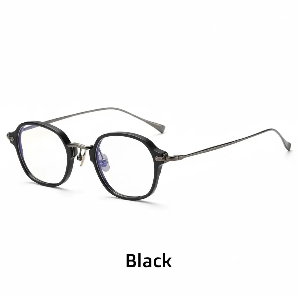 Monture de Lunettes Rondes Rétro en Titane - Lunettes de Vue Optiques Unisexes