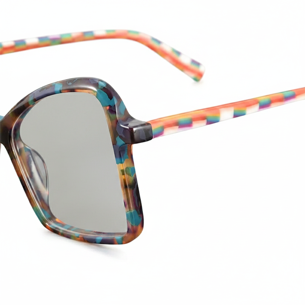 Montature da vista in acetato con montatura grande quadrata Cat Eye trasparente