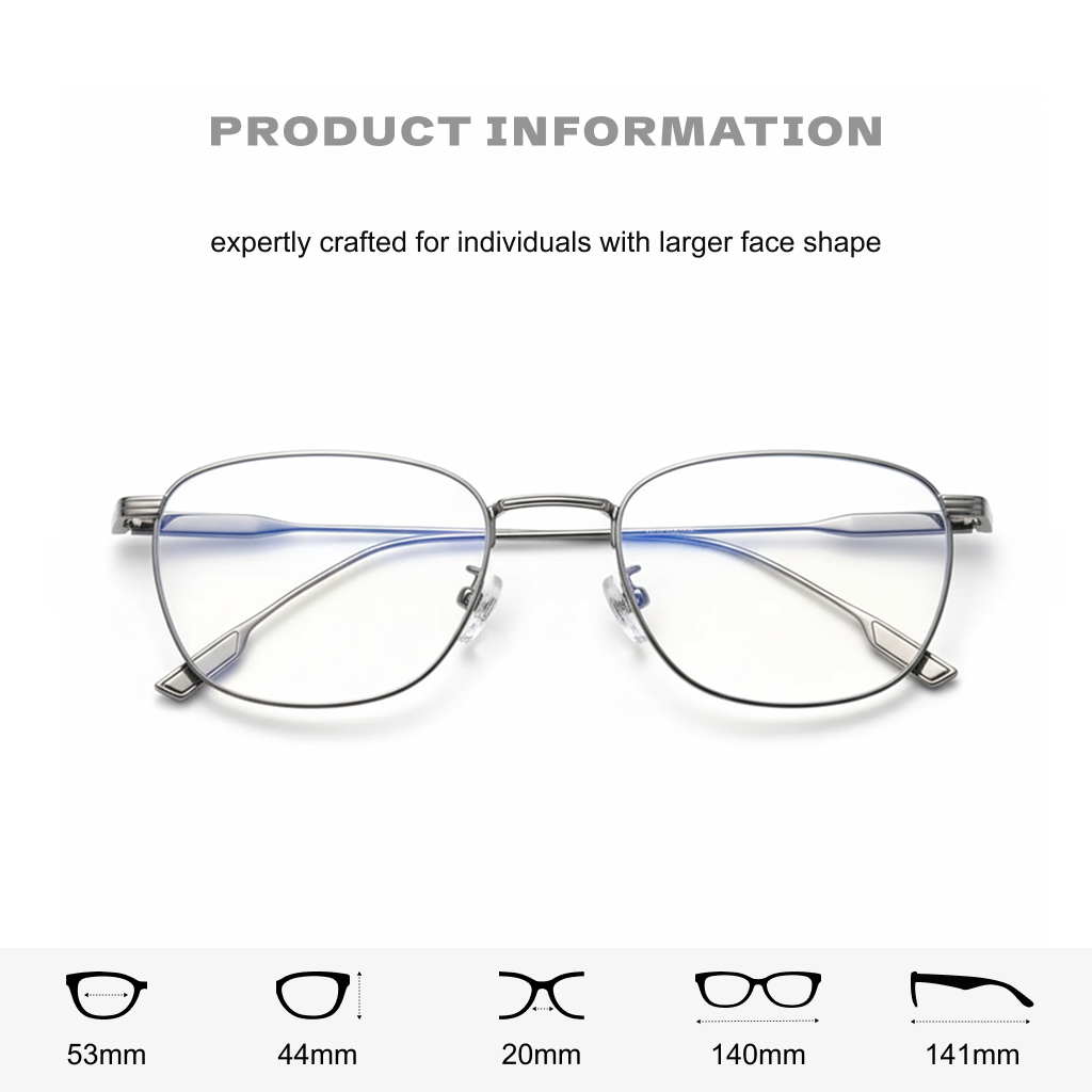 Large Face Titanium Glasses Frame - Retro Polygonal Optical Prescription Eyewear