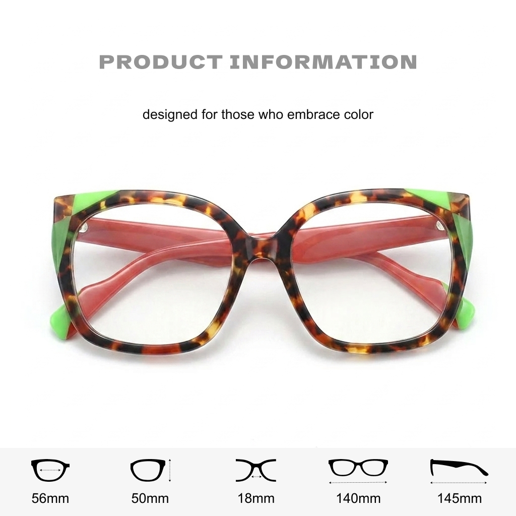 Acetate Large Square Optical Frames – Bold Color Prescription Eyeglasses