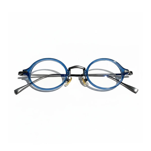 Retro Oval Titanium Eyeglass Frame - Ligero Prescripción Vidrios ópticos