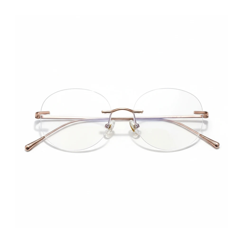 Ultra-Light Titanium Round Rimless Eyeglasses - Prescription Ready Optical Frames