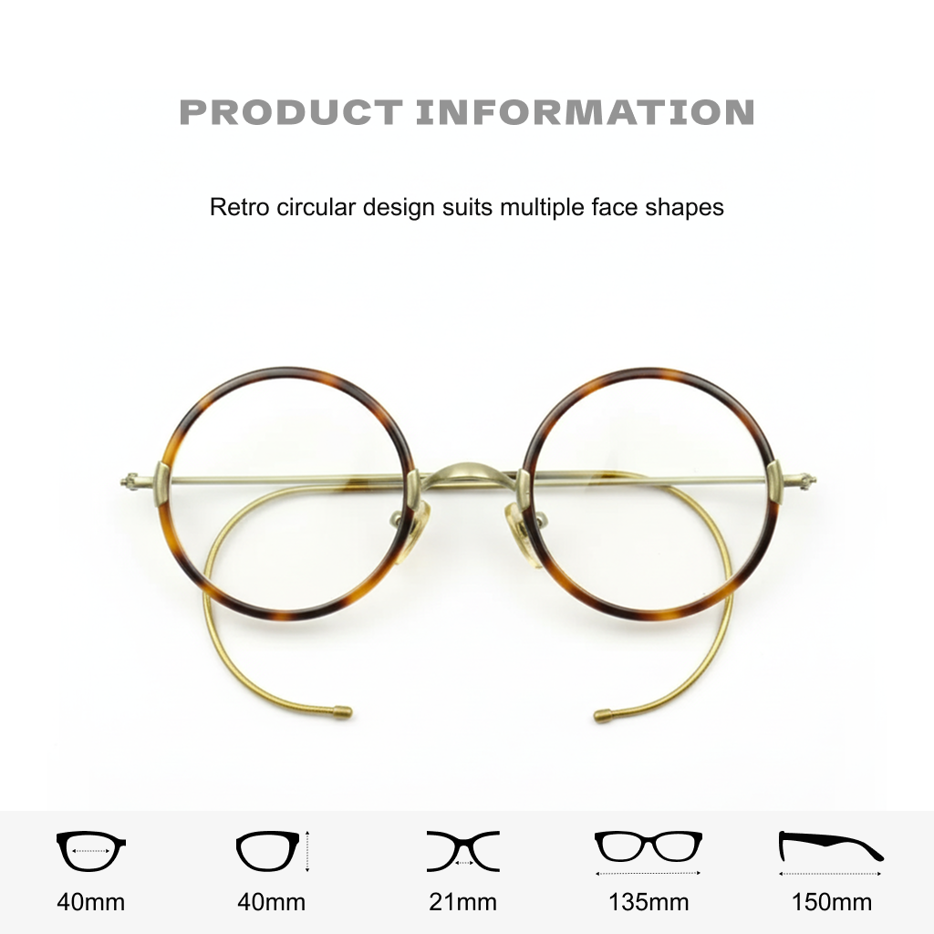 Lunettes Rondes Rétro en Métal - Monture Optique Anti-Lumière Bleue