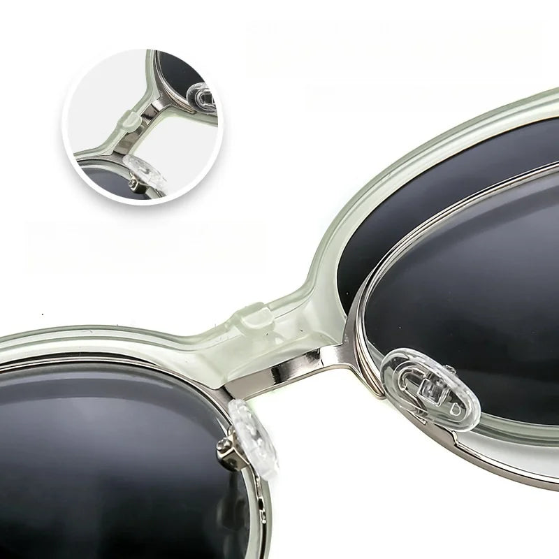 Polarized Magnetic 2-in-1 Round Prescription Sunglasses - Alloy Frame