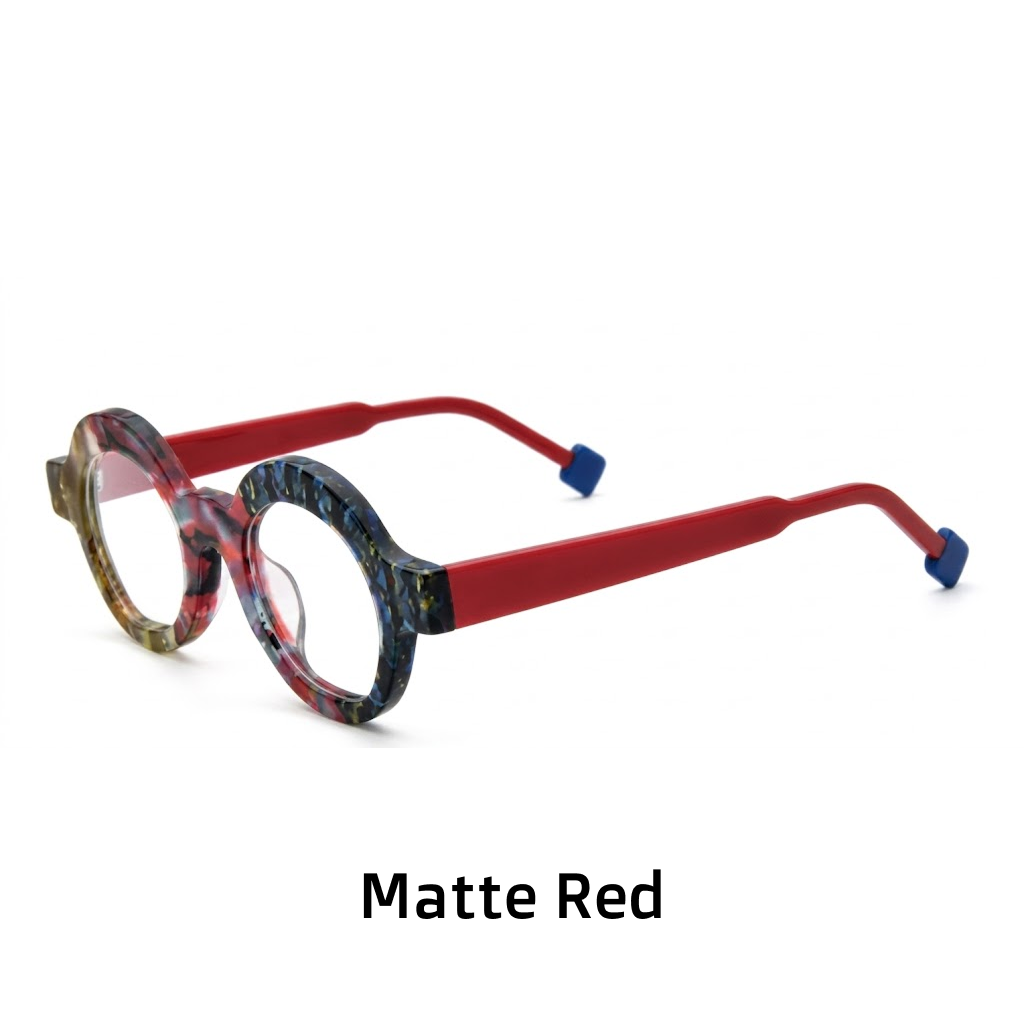 Round Acetate Eyeglass Frames – Wide Edge Multicolor Matte