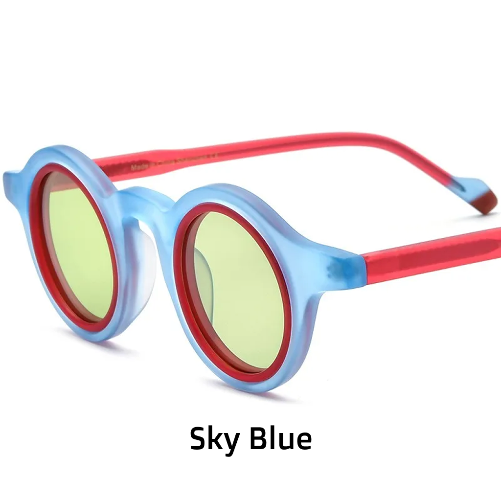 Round Frosted Polarized UV400 Acetate Sunglasses