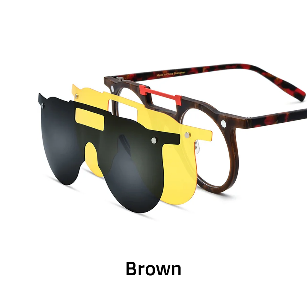 Runder optischer Rahmen aus Acetat mit magnetischer Clipbefestigung