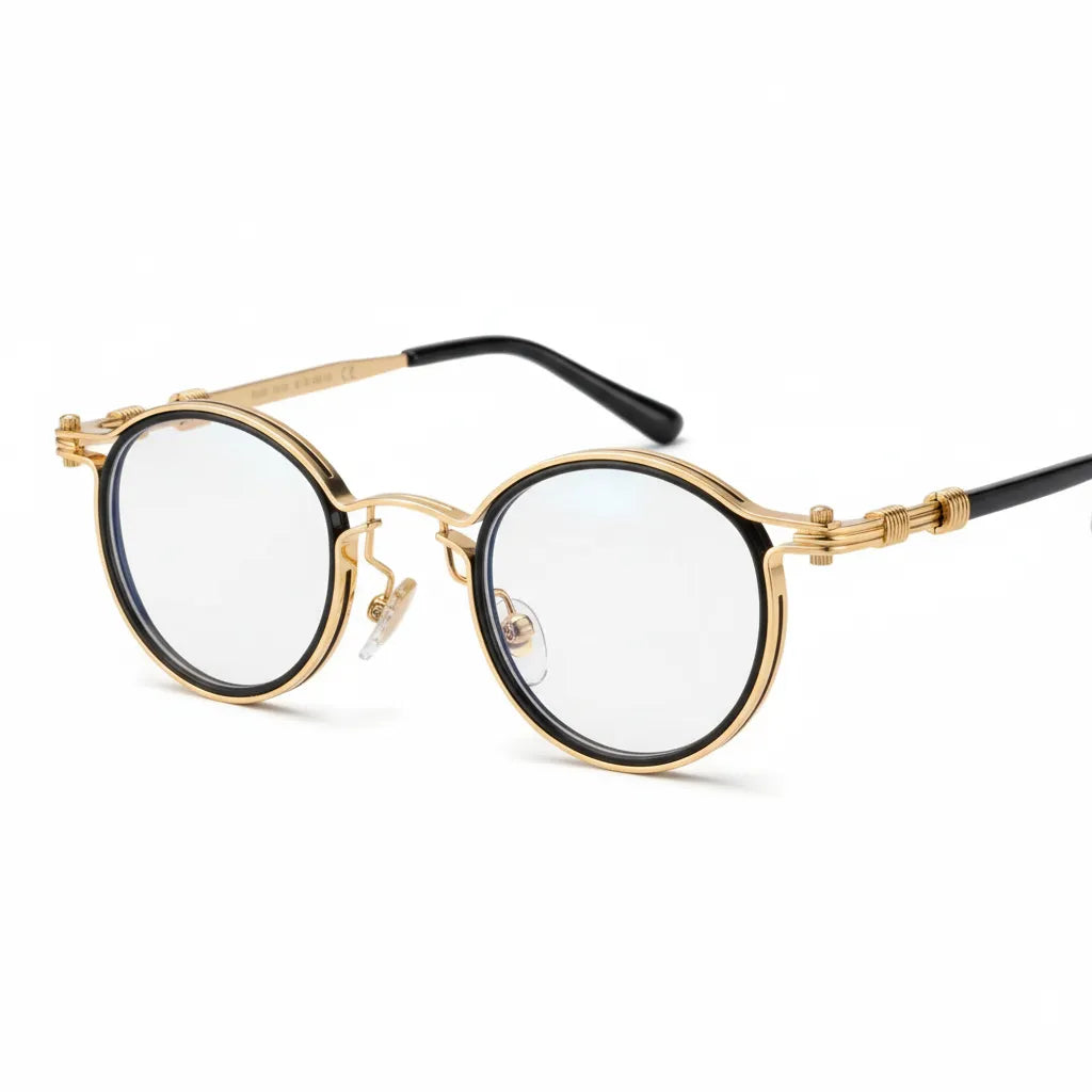 Retro Round Metal Eyeglass Frame - Ultra Light TR Optical